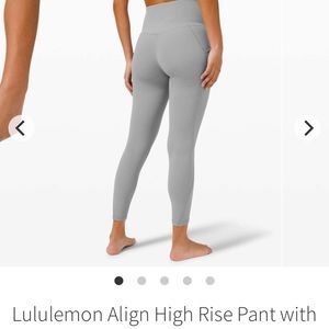 Lululemon rhino gray align 25” with pocket s